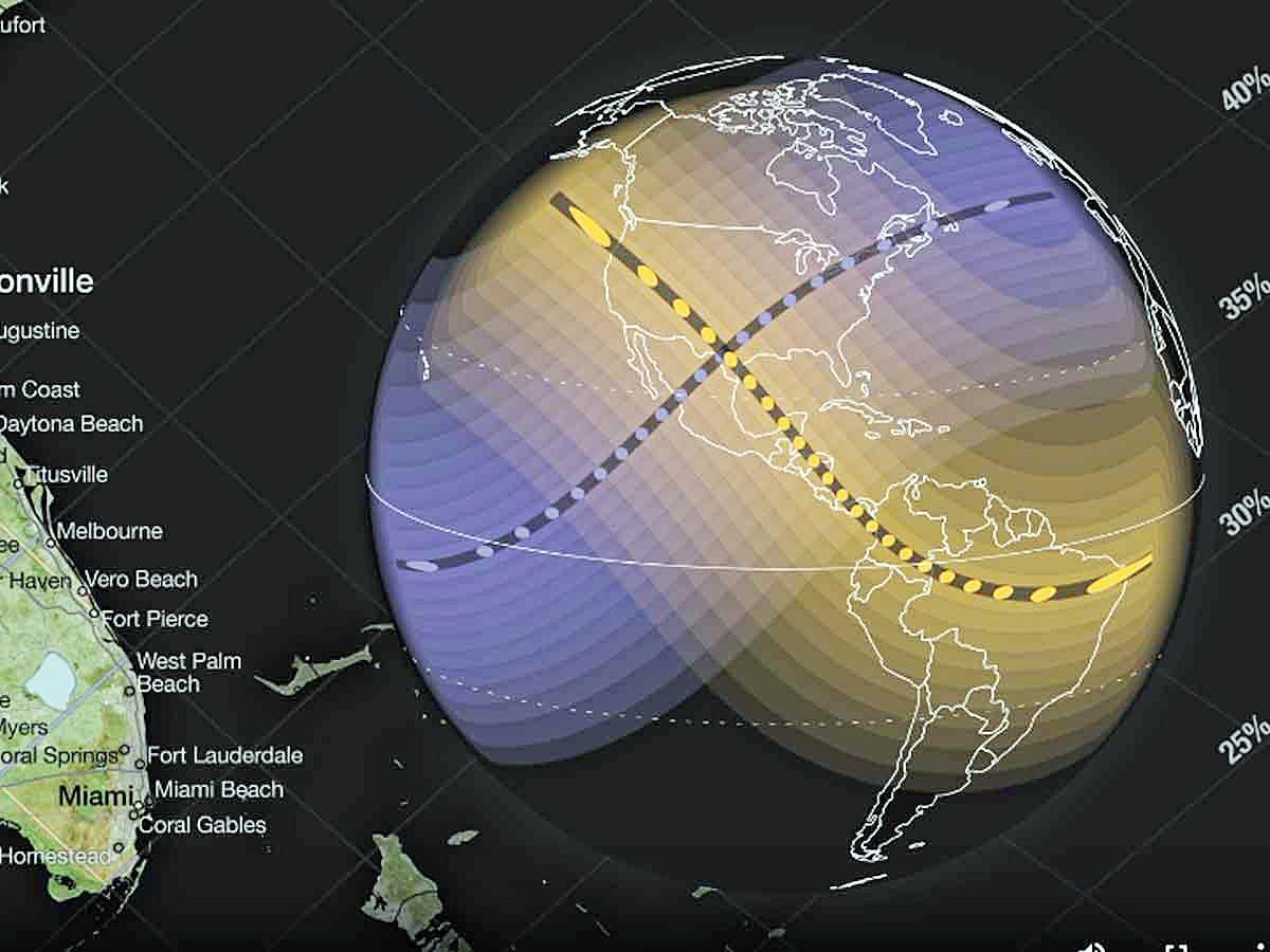NASA revela mapa de los eclipses solares de 2023 y 2024 que se verán en